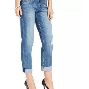 KUT from the Kloth Catherine Boyfriend Jeans, Disrtessed Medium Blue, Sz 10